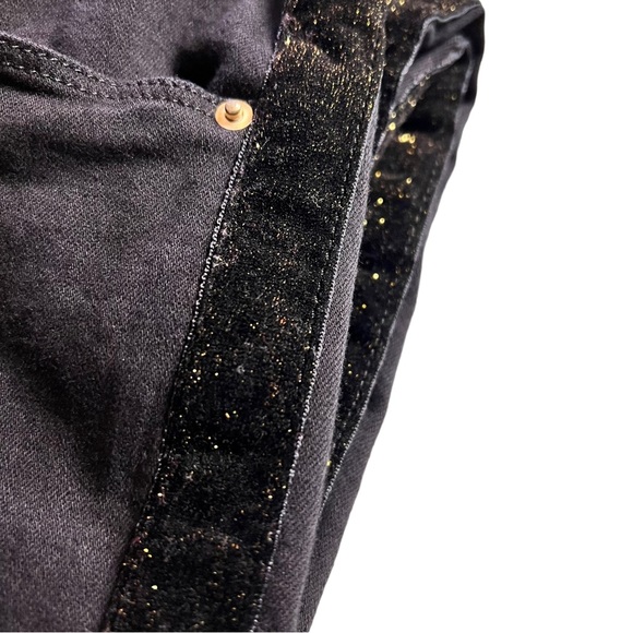 FRAME Le High Skinny Velvet Tux Raw Hem Jeans Noir Size 26 - Picture 6 of 17